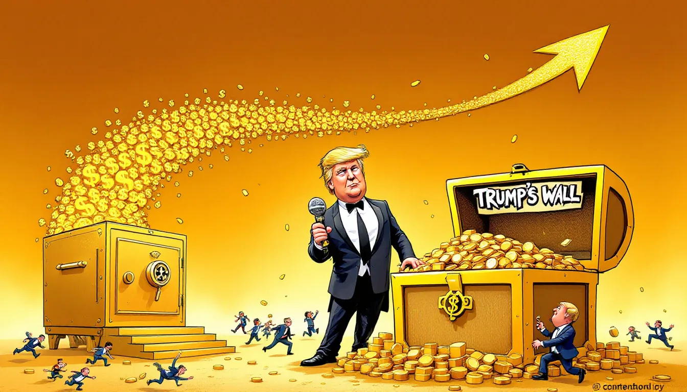 An illustration showing the correlation between Trump's election win and gold prices.